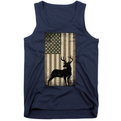 Outdoor Whitetail Buck Deer Usa Flag Big Game Hunter Tank Top