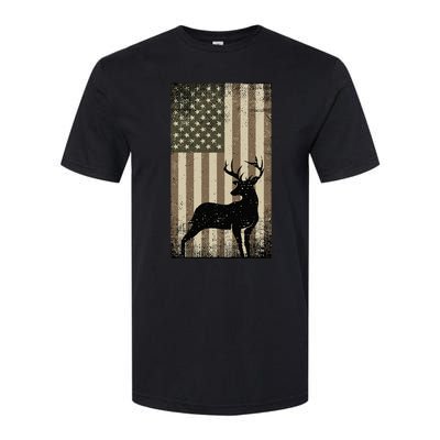 Outdoor Whitetail Buck Deer Usa Flag Big Game Hunter Softstyle CVC T-Shirt