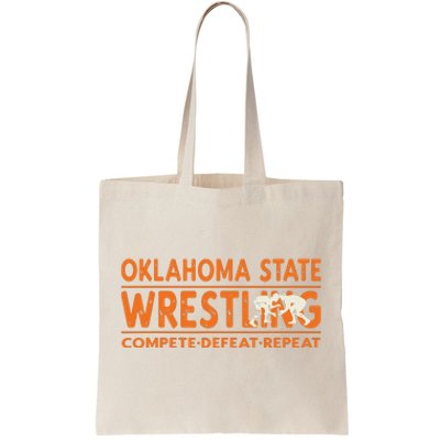 Oklahoma Wrestling Compete Defeat Repeat Tote Bag