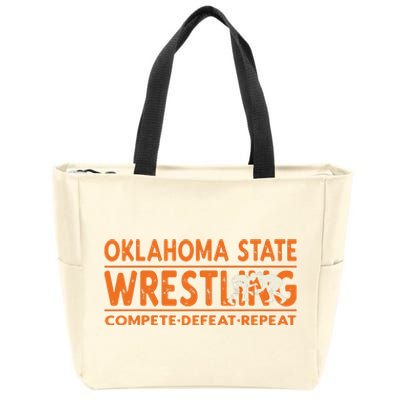 Oklahoma Wrestling Compete Defeat Repeat Zip Tote Bag