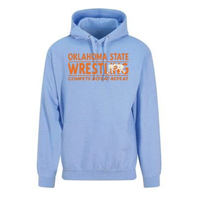 Oklahoma Wrestling Compete Defeat Repeat Unisex Surf Hoodie