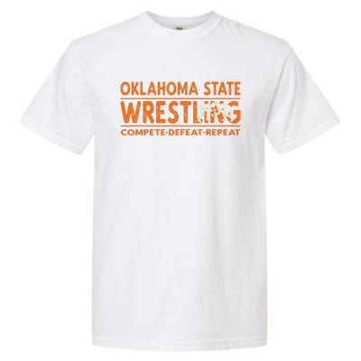 Oklahoma Wrestling Compete Defeat Repeat Garment-Dyed Heavyweight T-Shirt