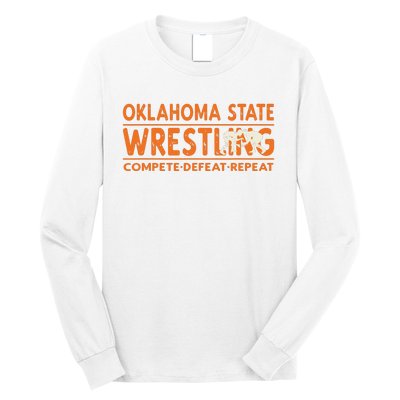 Oklahoma Wrestling Compete Defeat Repeat Long Sleeve Shirt