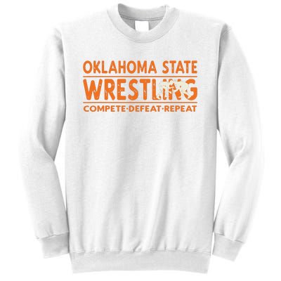 Oklahoma Wrestling Compete Defeat Repeat Sweatshirt