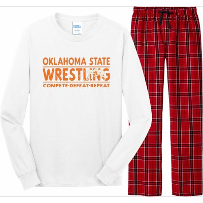 Oklahoma Wrestling Compete Defeat Repeat Long Sleeve Pajama Set