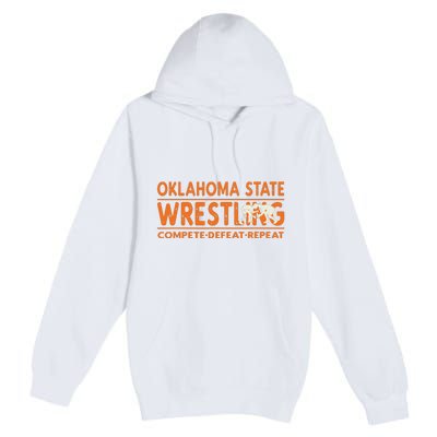 Oklahoma Wrestling Compete Defeat Repeat Premium Pullover Hoodie