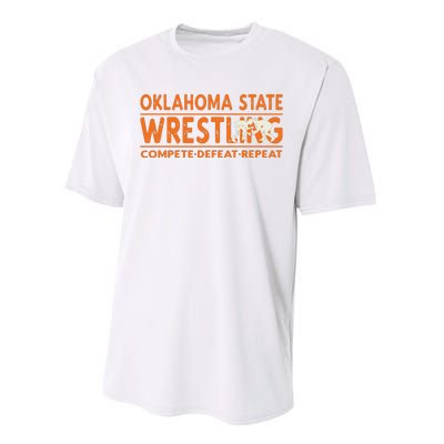 Oklahoma Wrestling Compete Defeat Repeat Performance Sprint T-Shirt