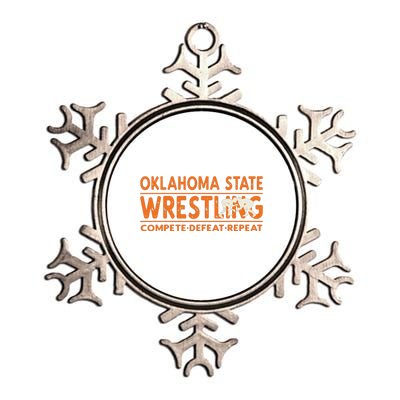 Oklahoma Wrestling Compete Defeat Repeat Metallic Star Ornament