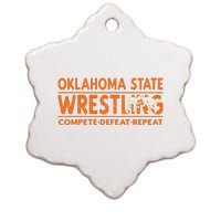 Oklahoma Wrestling Compete Defeat Repeat Ceramic Star Ornament