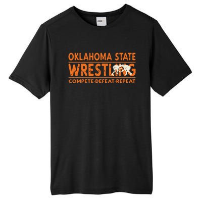 Oklahoma Wrestling Compete Defeat Repeat Tall Fusion ChromaSoft Performance T-Shirt