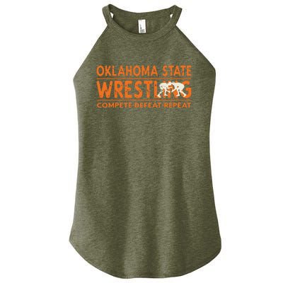 Oklahoma Wrestling Compete Defeat Repeat Women's Perfect Tri Rocker Tank