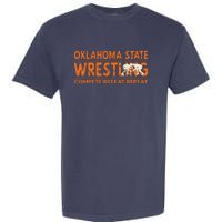 Oklahoma Wrestling Compete Defeat Repeat Garment-Dyed Heavyweight T-Shirt