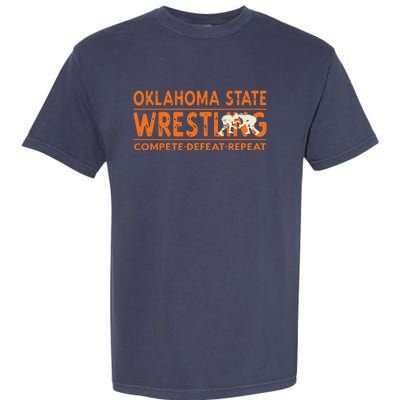 Oklahoma Wrestling Compete Defeat Repeat Garment-Dyed Heavyweight T-Shirt