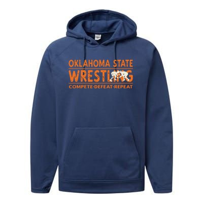 Oklahoma Wrestling Compete Defeat Repeat Performance Fleece Hoodie