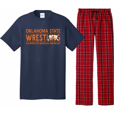 Oklahoma Wrestling Compete Defeat Repeat Pajama Set