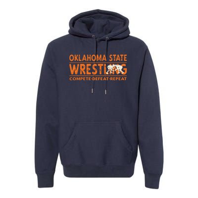 Oklahoma Wrestling Compete Defeat Repeat Premium Hoodie