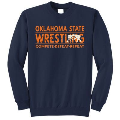 Oklahoma Wrestling Compete Defeat Repeat Tall Sweatshirt