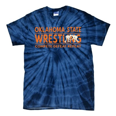 Oklahoma Wrestling Compete Defeat Repeat Tie-Dye T-Shirt