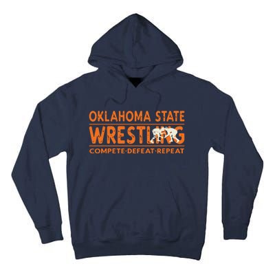 Oklahoma Wrestling Compete Defeat Repeat Tall Hoodie