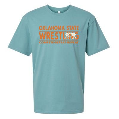 Oklahoma Wrestling Compete Defeat Repeat Sueded Cloud Jersey T-Shirt