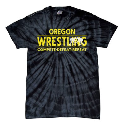 Oregon Wrestling Compete Defeat Repeat Tie-Dye T-Shirt