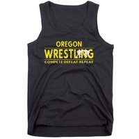 Oregon Wrestling Compete Defeat Repeat Tank Top