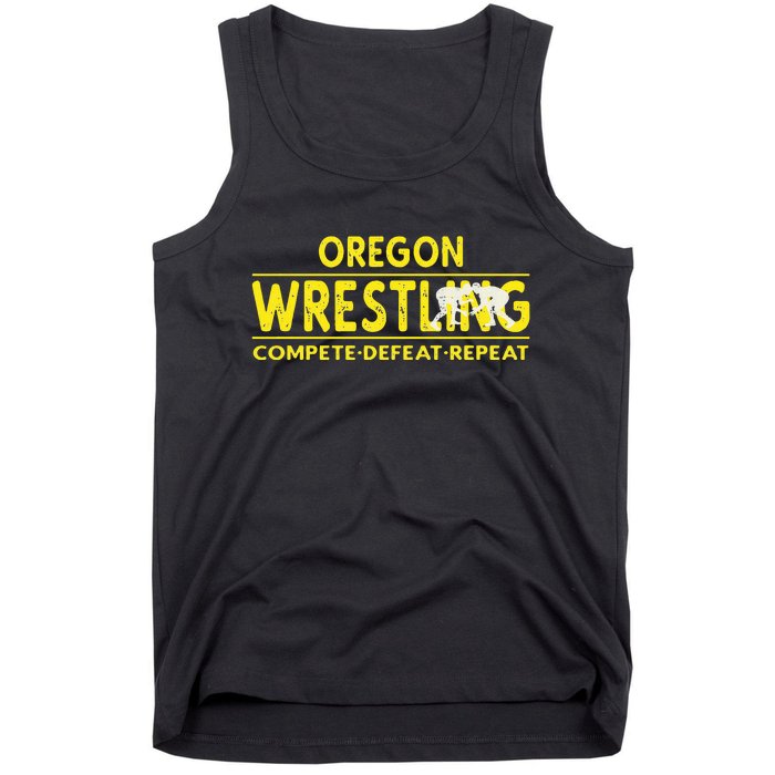 Oregon Wrestling Compete Defeat Repeat Tank Top