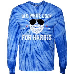 Old White Dude For Harris Comma La 2024 White Beard Premium Tie-Dye Long Sleeve Shirt