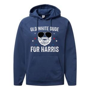 Old White Dude For Harris Comma La 2024 White Beard Premium Performance Fleece Hoodie