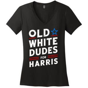 Old White Dudes For Harris Kamala 2024 Women's V-Neck T-Shirt