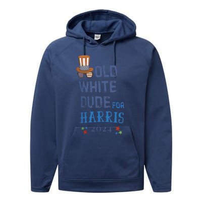 Old White Dude For Kamala Harris President 2024 Performance Fleece Hoodie