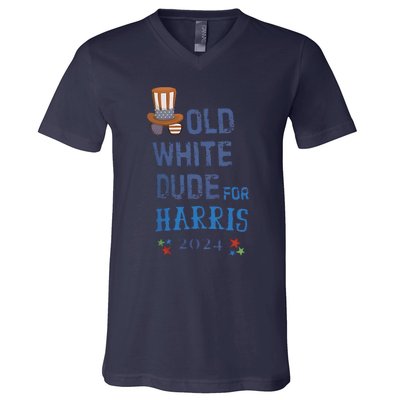 Old White Dude For Kamala Harris President 2024 V-Neck T-Shirt