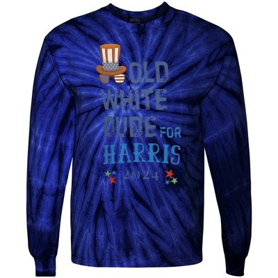 Old White Dude For Kamala Harris President 2024 Tie-Dye Long Sleeve Shirt