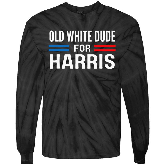 Old White Dude For Kamala Harris President 2024 Election Tie-Dye Long Sleeve Shirt