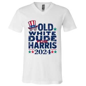 Old White Dude For Kamalaharris First Female President V-Neck T-Shirt