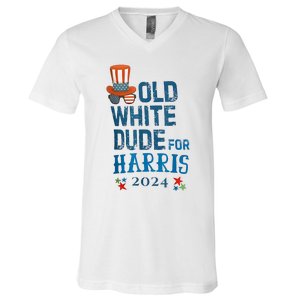 Old White Dude For Kamalaharris President 2024 V-Neck T-Shirt