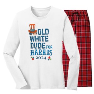 Old White Dude For Kamalaharris President 2024 Women's Long Sleeve Flannel Pajama Set 