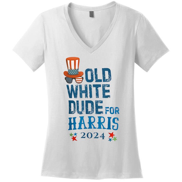 Old White Dude For Kamalaharris President 2024 Women's V-Neck T-Shirt