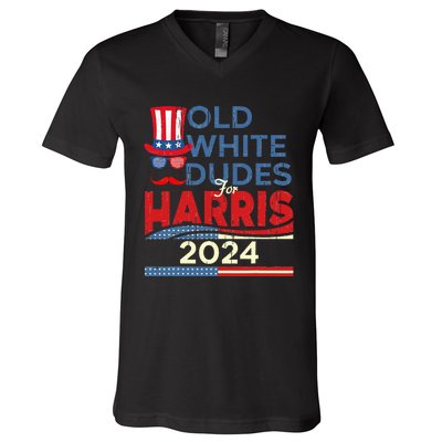 Old White Dude For Kamala Harris First Female President V-Neck T-Shirt