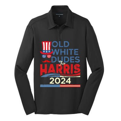 Old White Dude For Kamala Harris First Female President Silk Touch Performance Long Sleeve Polo