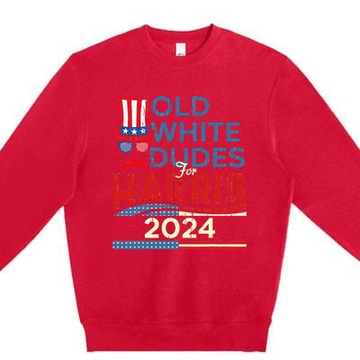 Old White Dude For Kamala Harris First Female President Premium Crewneck Sweatshirt