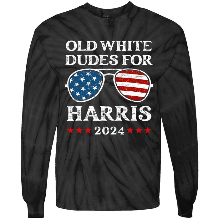 Old White Dudes For Harris Sunglasses Dad Papa For Kamala Tie-Dye Long Sleeve Shirt