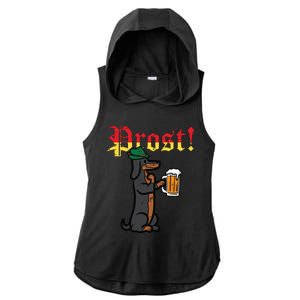 Oktoberfest Wiener Dog Prost German Costume Ladies PosiCharge Tri-Blend Wicking Draft Hoodie Tank