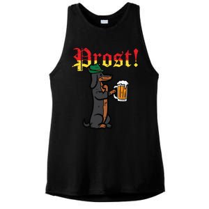 Oktoberfest Wiener Dog Prost German Costume Ladies PosiCharge Tri-Blend Wicking Tank