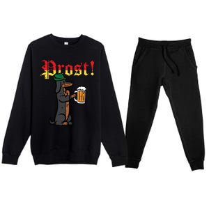 Oktoberfest Wiener Dog Prost German Costume Premium Crewneck Sweatsuit Set