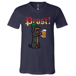 Oktoberfest Wiener Dog Prost German Costume V-Neck T-Shirt