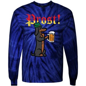 Oktoberfest Wiener Dog Prost German Costume Tie-Dye Long Sleeve Shirt