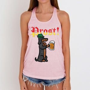 Oktoberfest Wiener Dog Prost German Costume Women's Knotted Racerback Tank