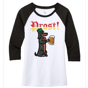 Oktoberfest Wiener Dog Prost German Costume Women's Tri-Blend 3/4-Sleeve Raglan Shirt