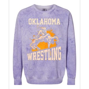 Oklahoma Wrestling Dad Mom Gift For Wrestler Son Colorblast Crewneck Sweatshirt